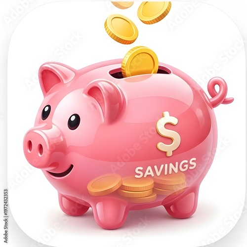 piggy bank and coins