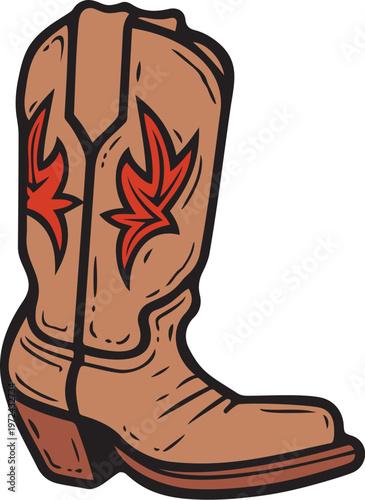 Cowboy Boot Icon Western Style