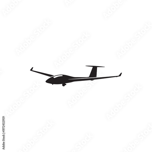 Glider aircraft silhouette vector white background