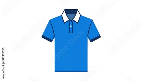 Blue Polo Shirt with White Collar and Sleeves - Casual Apparel.