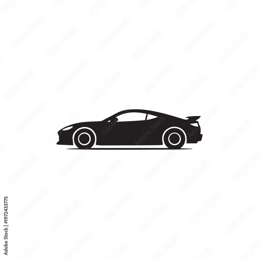 Fototapeta premium Modern sports car silhouette side view vector white background.