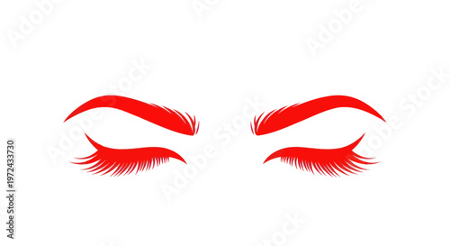 Vibrant Red Eyeshadow and Mascara on Closed Eyelids, Dramatic Makeup