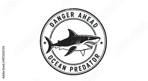 Shark Danger Ahead Ocean Predator Warning Emblem