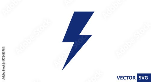 Blue lightning bolt icon on a white background, symbol of energy and power