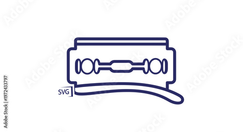 Close-up Abstract Line Art of a Double-Edged Razor Blade