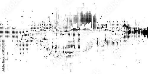 Halftone Overlay Background vector illustration. Dynamic Sound Wave Background in Pointillism Style