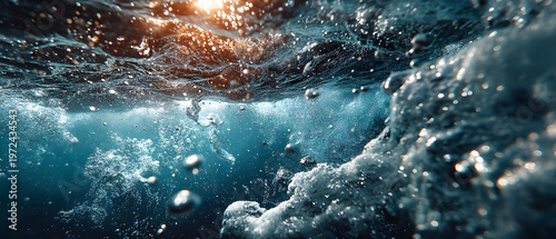 Dynamic Underwater Scene with Bubbles and Sunlight for Nature and Adventure Themes