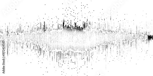 Black and White Audio Waveform Pattern Background. Abstract Technology Waveform with Particle Dots