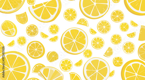 Seamless pattern with fresh yellow lemon citrus slices vector illustration design for summer.