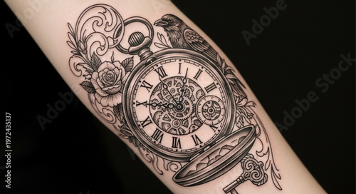 Tattoo of a Pocket Watch.