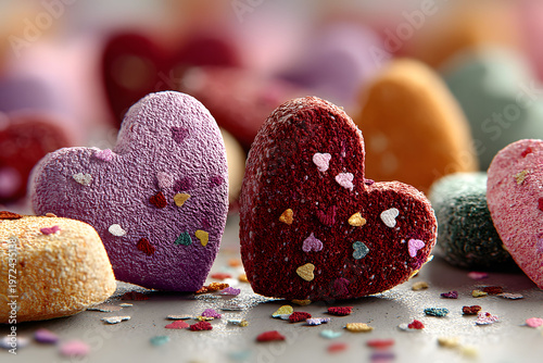 Colorful Heart-Shaped Confections for Valentine's Day Decor and Celebration