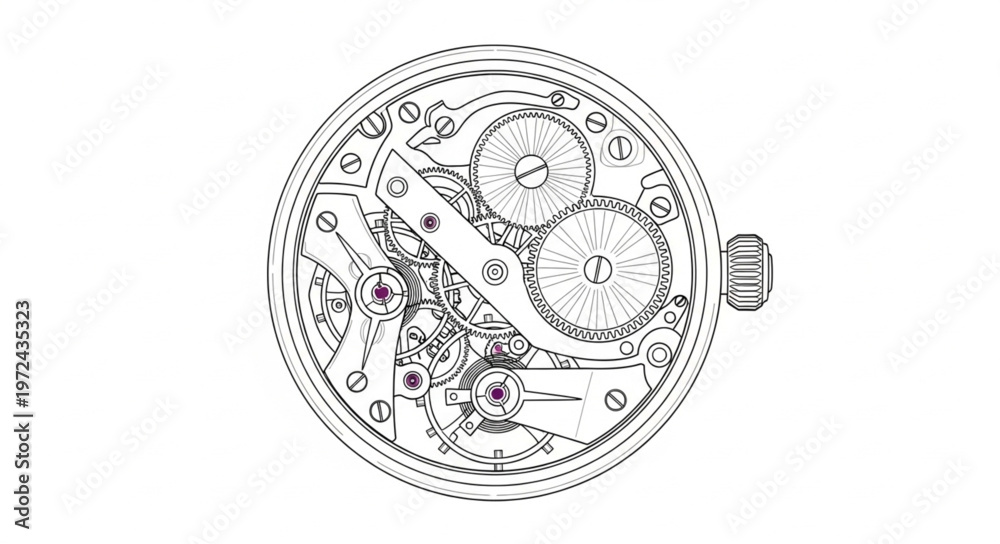 Obraz premium Mechanical Watch Inner Workings Closeup.