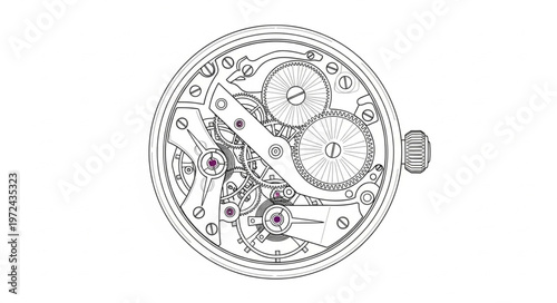 Mechanical Watch Inner Workings Closeup.