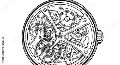 Mechanical Watch Inner Workings Closeup.