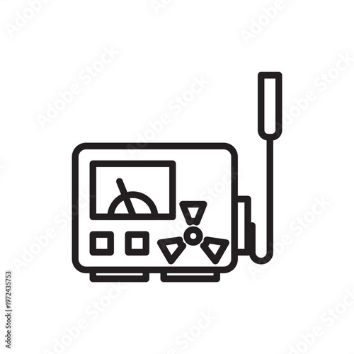 Geiger counter icon symbolizing radiation safety, representing detection hardware, nuclear monitor tools, ionizing wave gear, subsurface survey systems, and industrial toxic safety logistics.
