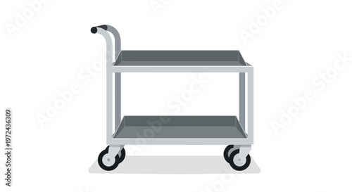 Empty Two Tier Industrial Metal Utility Cart Illustration