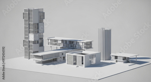 Modern office building model.