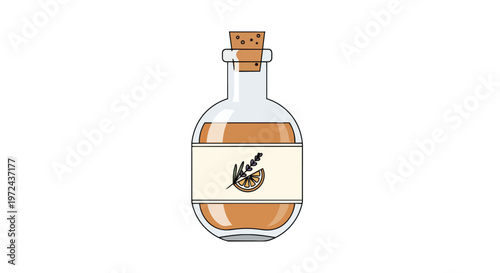 Glass Bottle with Cork Stopper and Natural Essential Oil Label