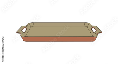 Empty Rectangular Ceramic Baking Dish with Handles