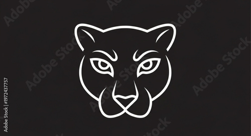 Panther Head White Line Art.