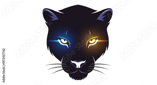 Panther Head with Colorful Eyes.