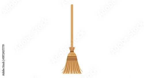 Traditional wooden broom isolated on white background