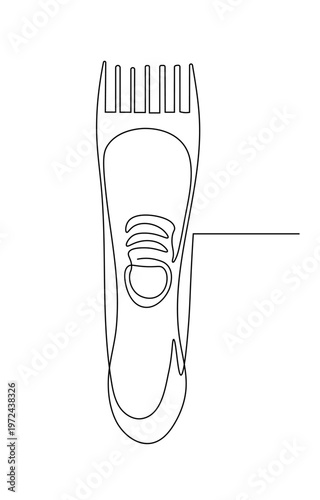 Electric hair clipper single line art, haircut barber grooming