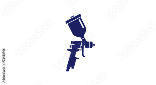 Dark Blue Spray Gun Icon on White Background
