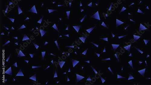 Blue triangle fragments on black canvas