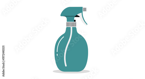 Flat Vector Illustration of a Teal Spray Bottle for Cleaning and Household Use
