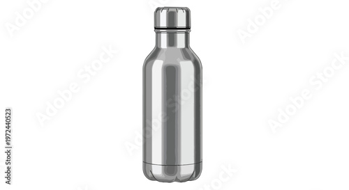 Stainless Steel Reusable Water Bottle Isolated on White Background