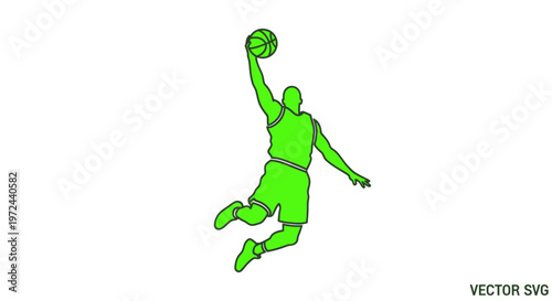 Basketball Player Dunking Silhouette, Dynamic Sports Action Illustration