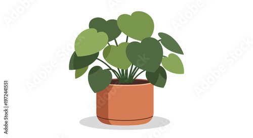 Minimalist Flat Illustration of a Potted Houseplant