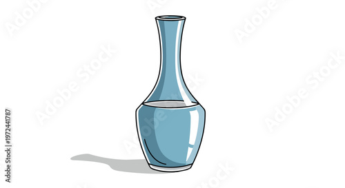 Minimalist Blue Glass Vase Illustration