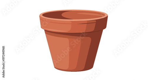 Empty Terracotta Flower Pot Isolated on White Background