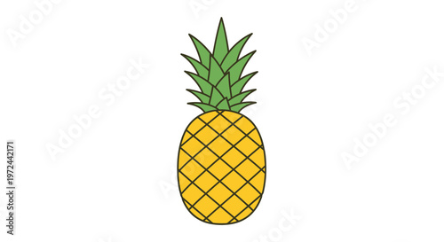 Vibrant pineapple illustration isolated on white background for creative design