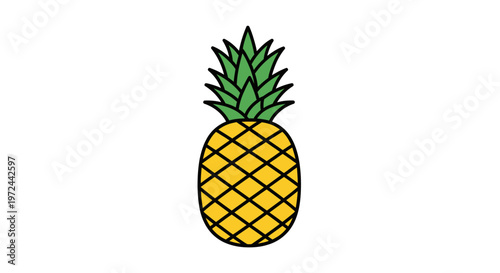 Vibrant pineapple illustration on white backdrop for healthy eating concept