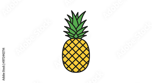 Isolated pineapple illustration on white background for design and marketing