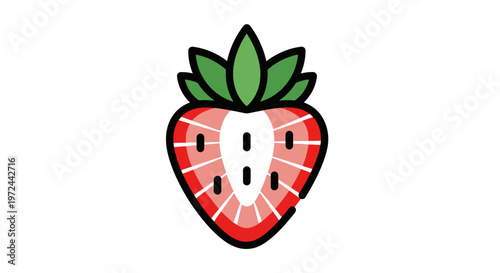 Fresh strawberry illustration isolated on white background with copy space