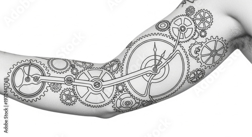 Tattooed Arm with Bicycle Design.