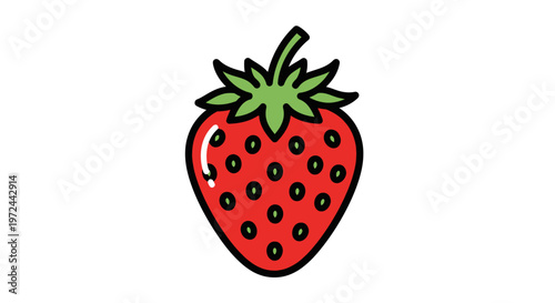 Vibrant illustrated strawberry isolated on white background for design
