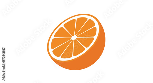 Vibrant orange fruit slice graphic isolated on white backdrop copy space