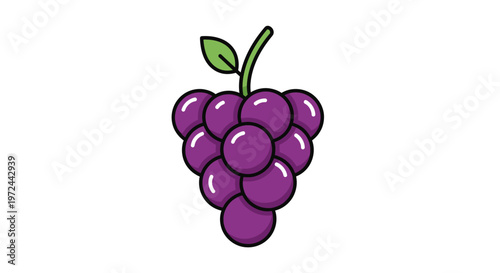 Cartoon bunch of purple grapes isolated on white background flat design
