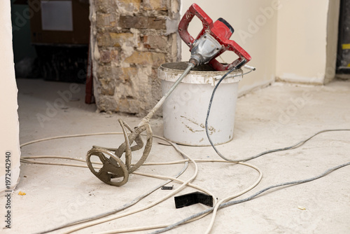 Electric power supply, Whisk mixer tool, construction screwdriver for mixing paint, putty and epoxy paint 