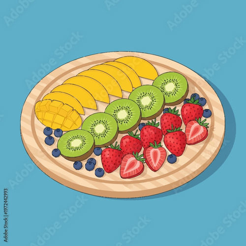 A colorful plate of fresh fruit.