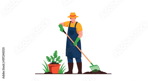 Gardener's Green Thumb: A dedicated gardener cultivates a thriving outdoor space, tending to his plants with care, as he tends to his plants.