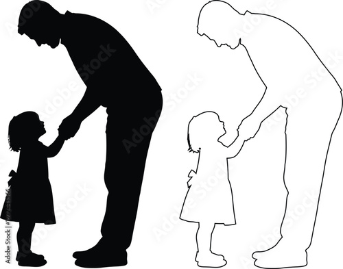 Adult Helping Child With Emotional Support Silhouette Illustration