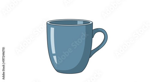 Blue ceramic mug with handle on white background isolated illustration