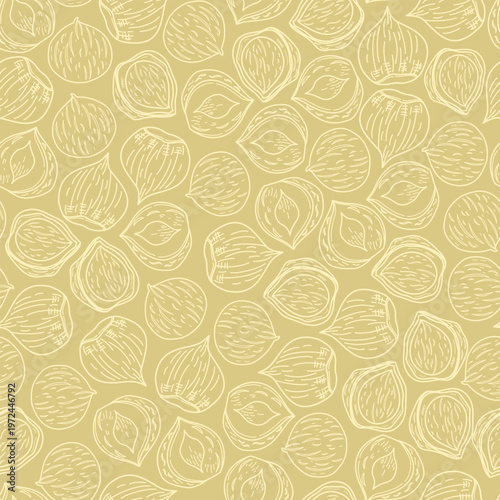hazelnut Pattern background. seamless pattern hazelnut doodle illustration. doodle hazelnut seamless pattern.