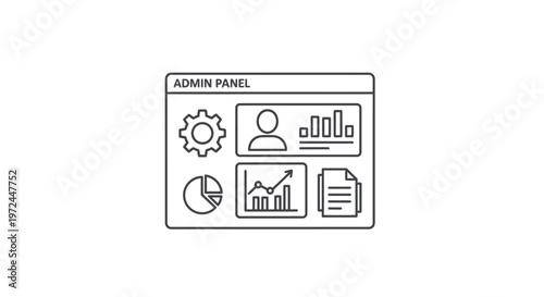 Admin panel interface with data charts and user profiles vector illustration